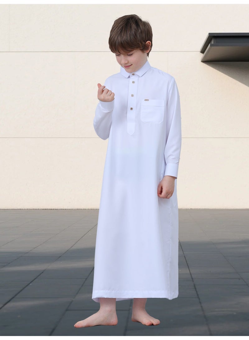 ثوب أطفال أبيض فاخر - Image 3